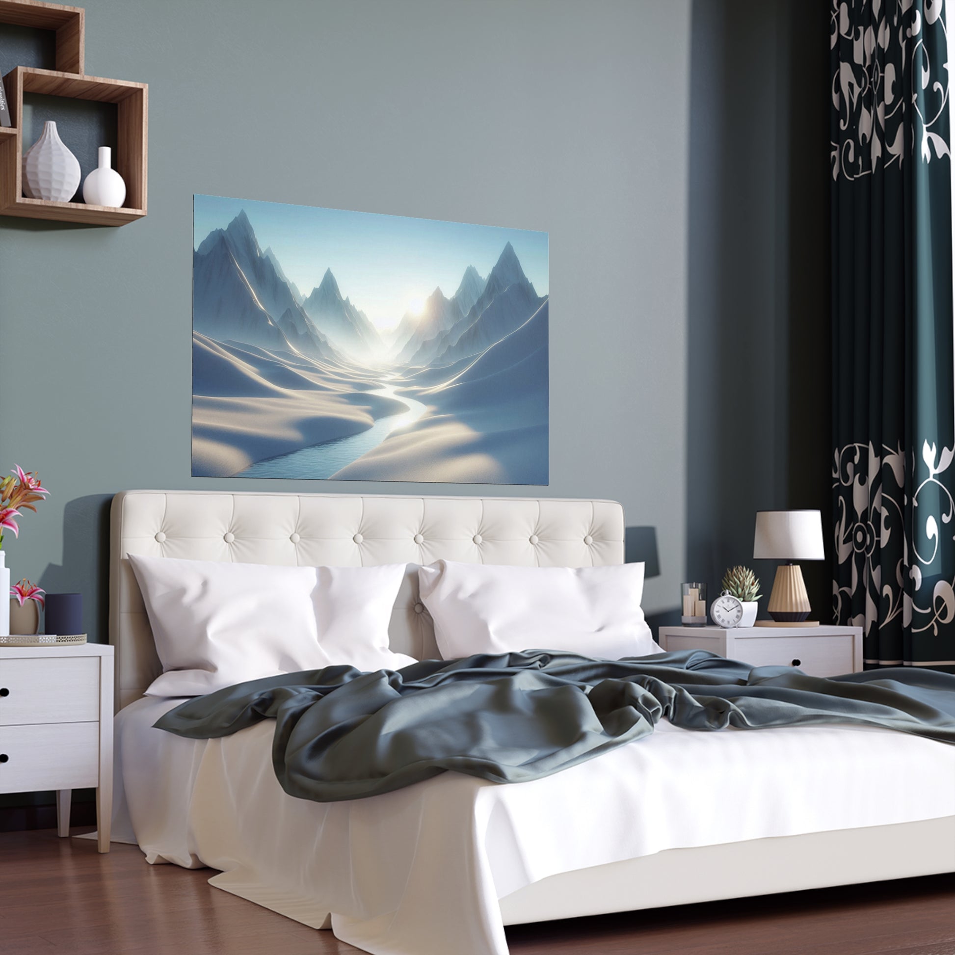 Icy Peaks in Summer | Time Changes For All | Indoor and Outdoor Silk Poster