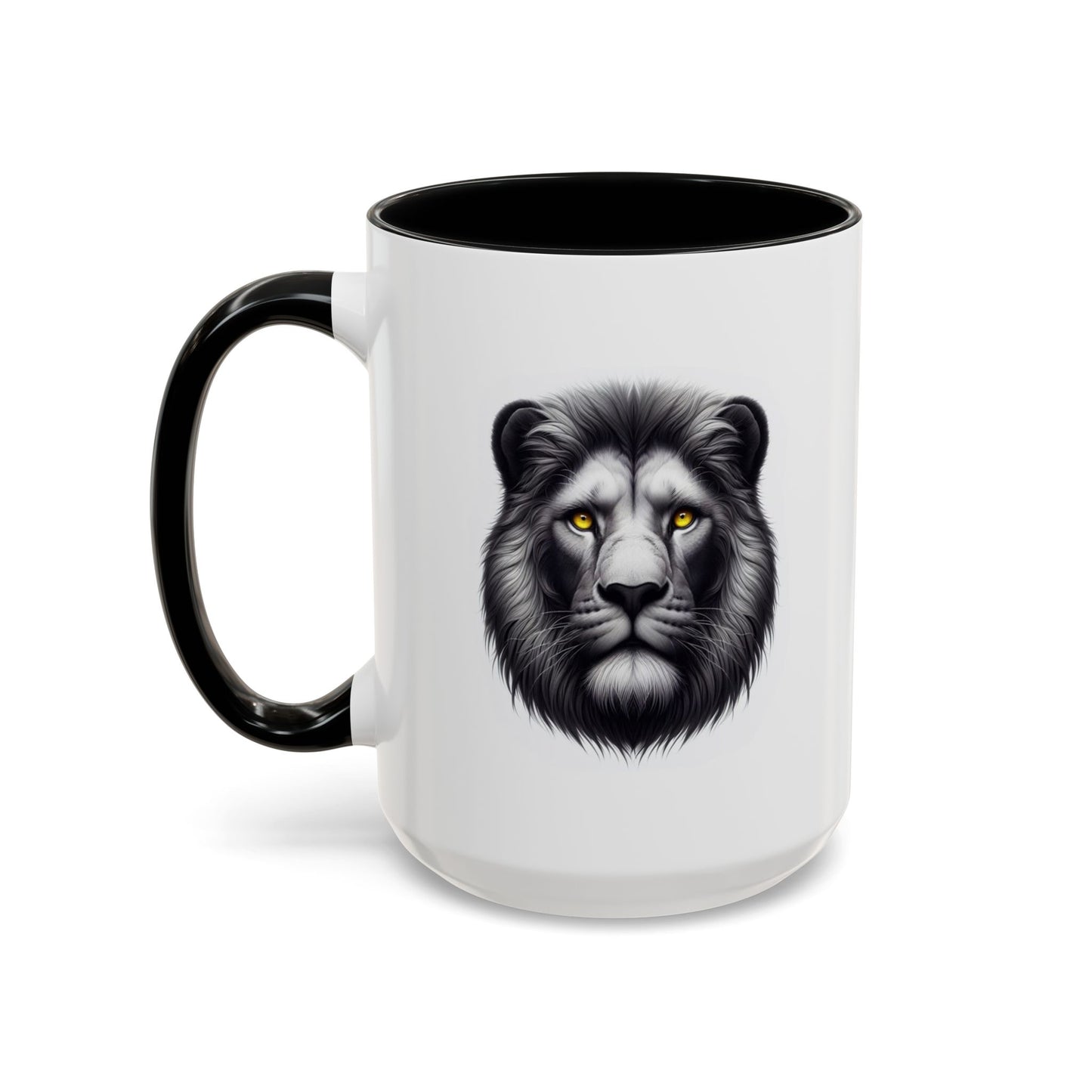 Lion Face with Golden Eyes | Accent Coffee Mug (11, 15oz)