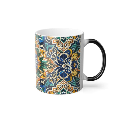 Taza con diseño marroquí que cambia de color, 11 oz