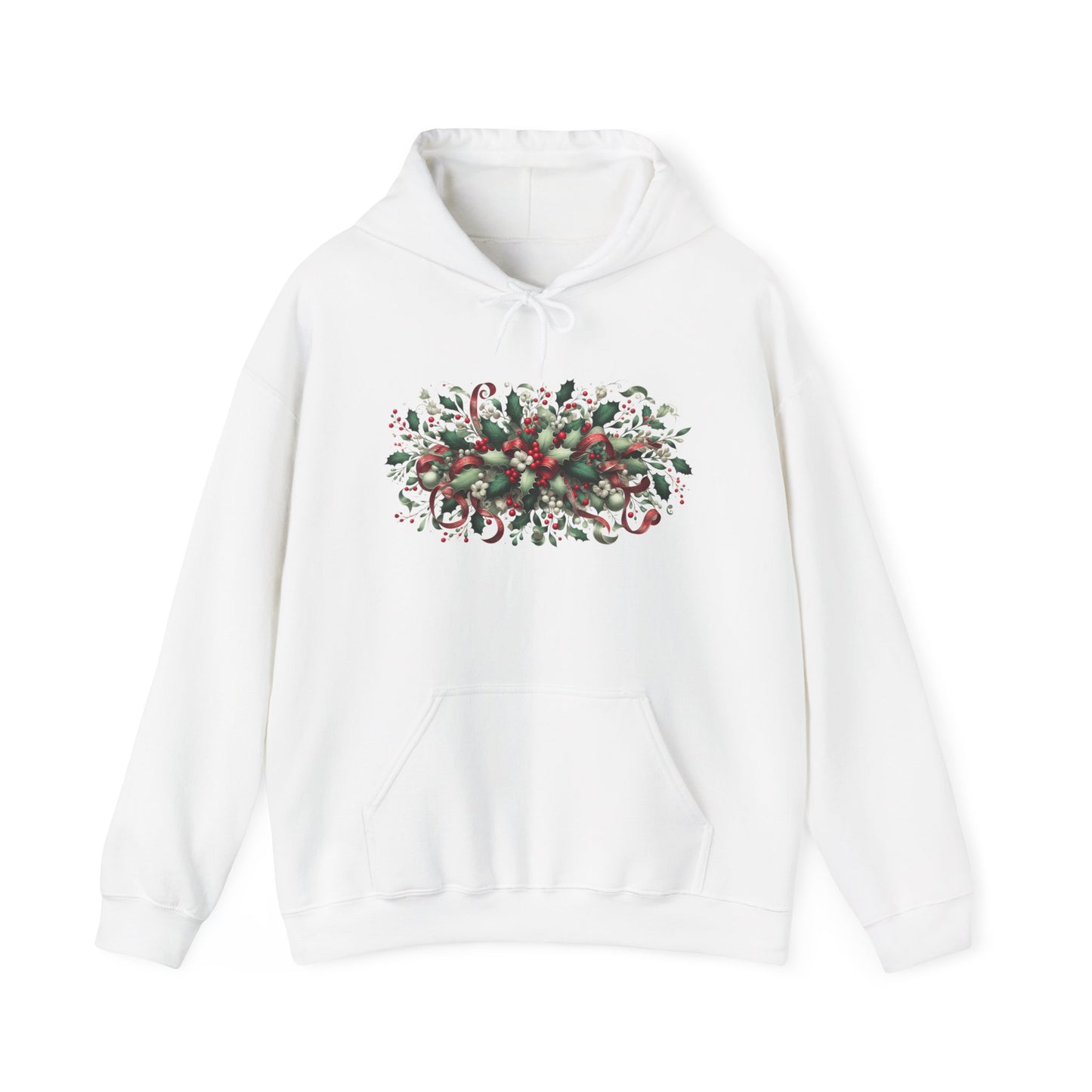 Mistletoe, Holly leaves, Berries and Ribbons | Unisex Heavy Blend™ Hooded Sweatshirt