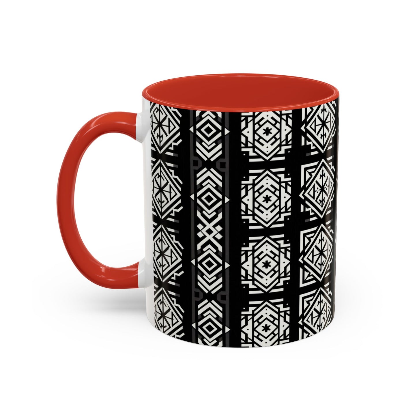 Black, White Geometric Pattern | Accent Coffee Mug (11oz)