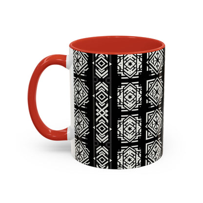 Black, White Geometric Pattern | Accent Coffee Mug (11oz)