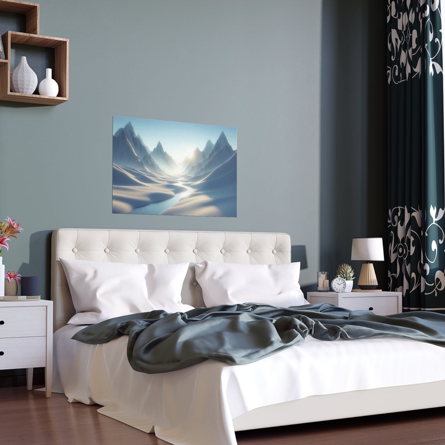 Icy Peaks in Summer | Time Changes For All | Indoor and Outdoor Silk Poster