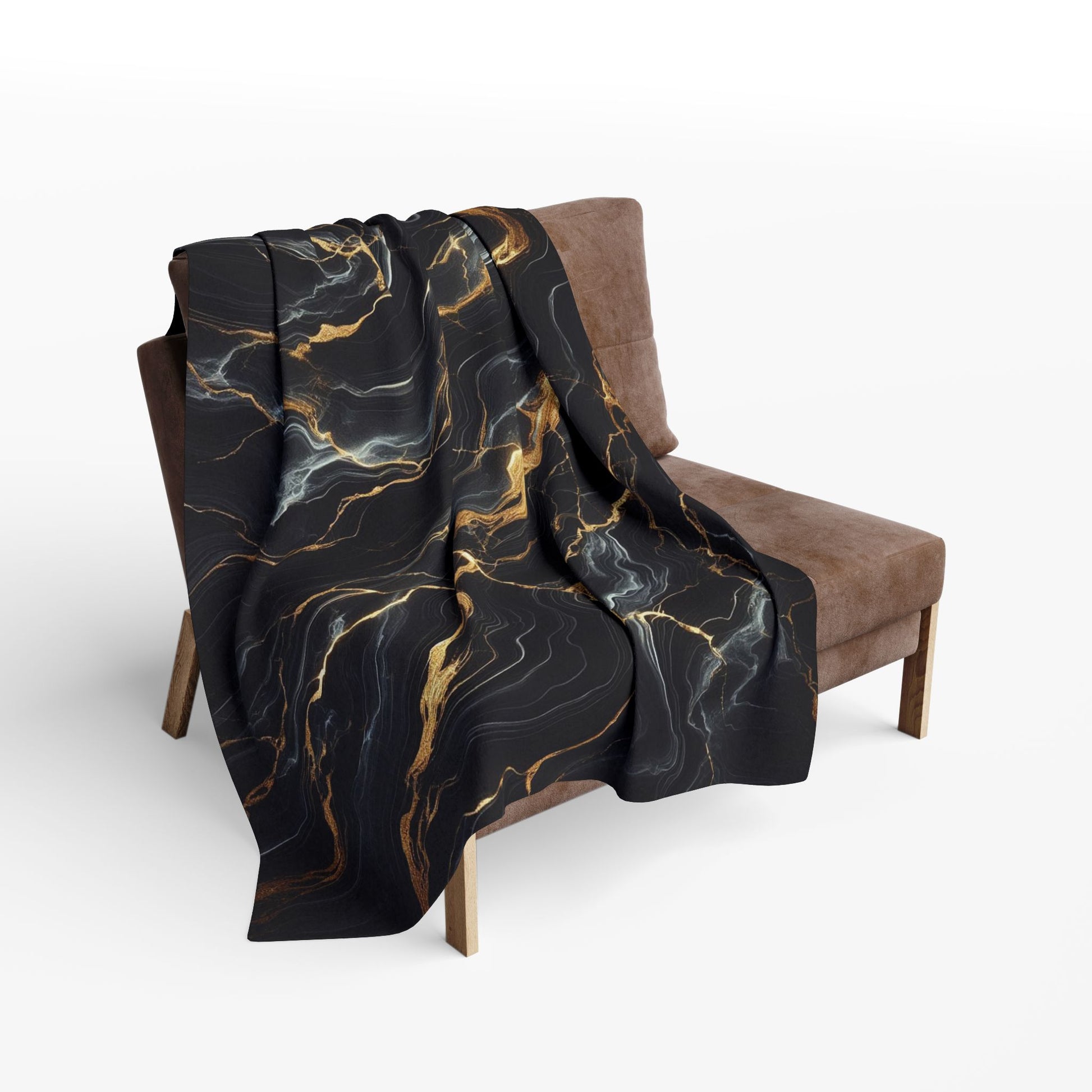 Black, Gold Marble Pattern | Arctic Fleece Blanket