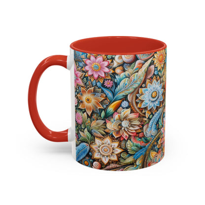 Floral Pattern | Accent Coffee Mug (11oz)