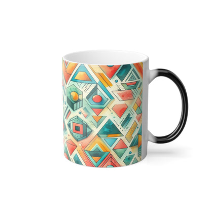 Motif géométrique abstrait | Tasse à changement de couleur, 11 oz