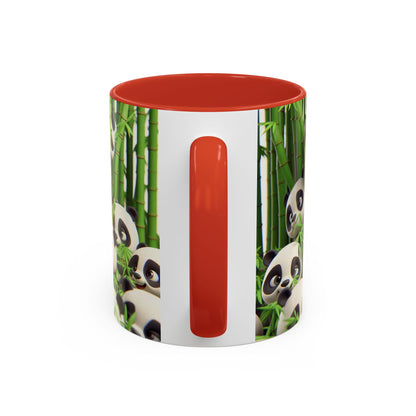 Pandas ludiques avec du bambou | Tasse à café Accent (11 oz)