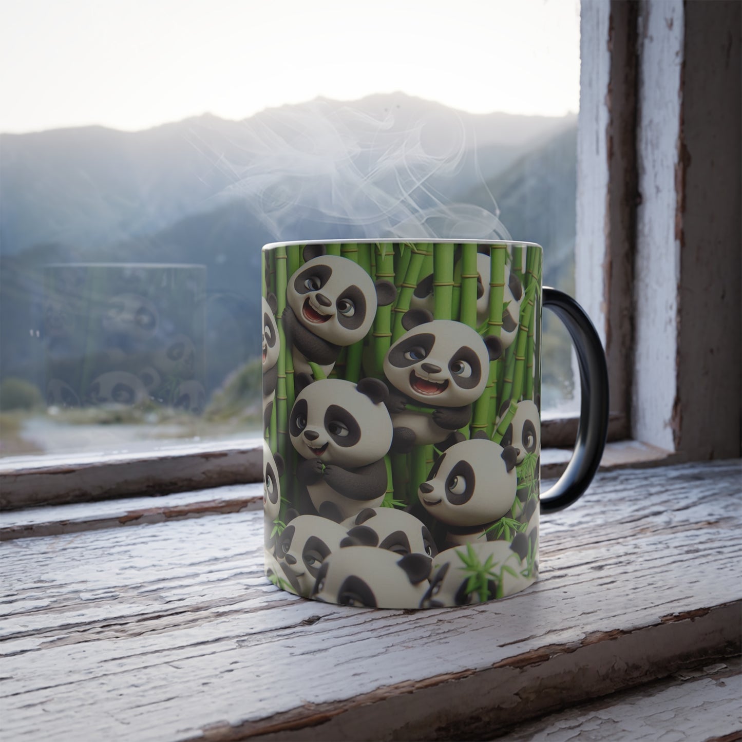 Playful Pandas with Bamboo | Color Morphing Mug, 11oz