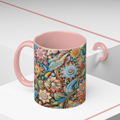 Floral Pattern | Accent Coffee Mug (11oz)