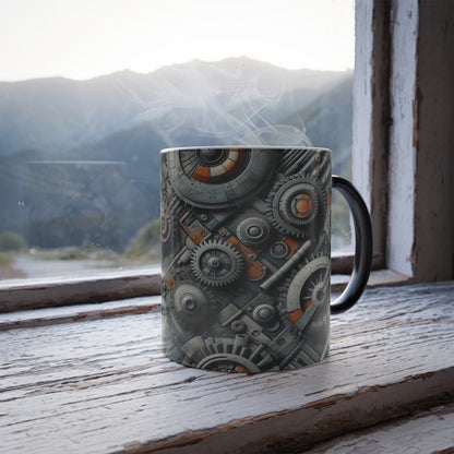 3D Gears, Cogs and Pipes | Color Morphing Mug, 11oz