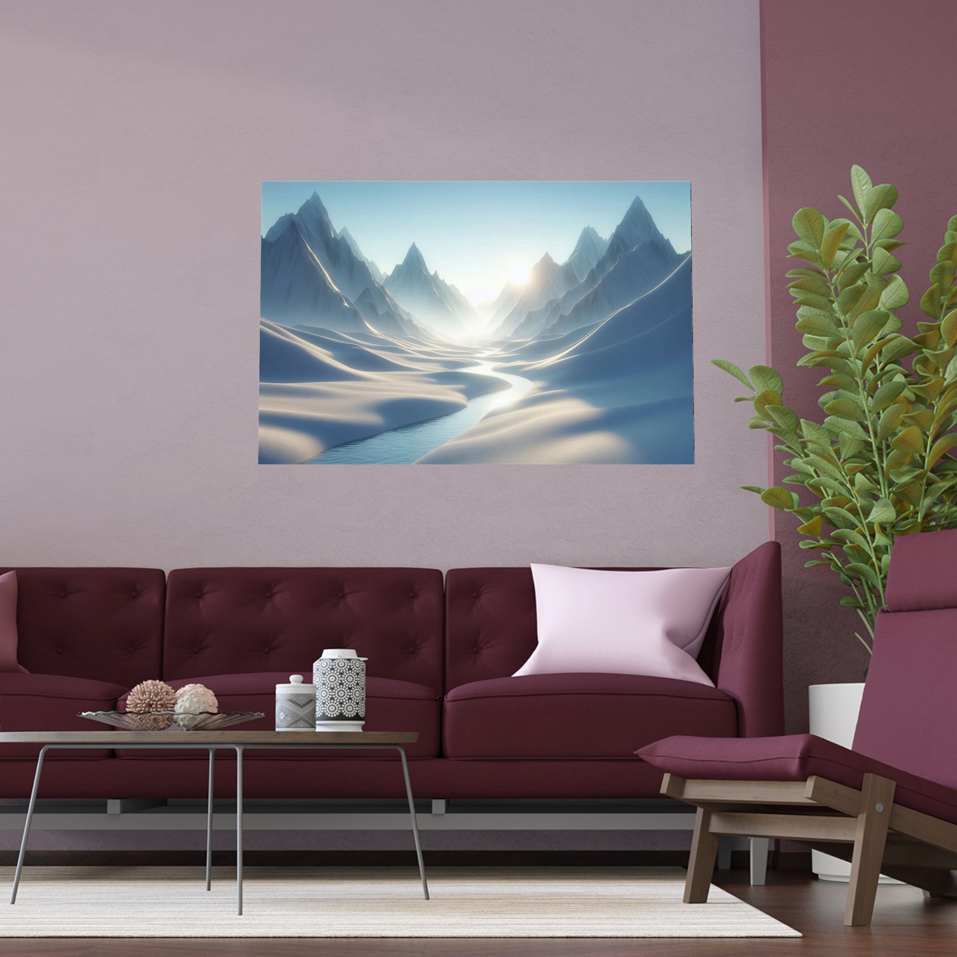 Icy Peaks in Summer | Time Changes For All | Indoor and Outdoor Silk Poster