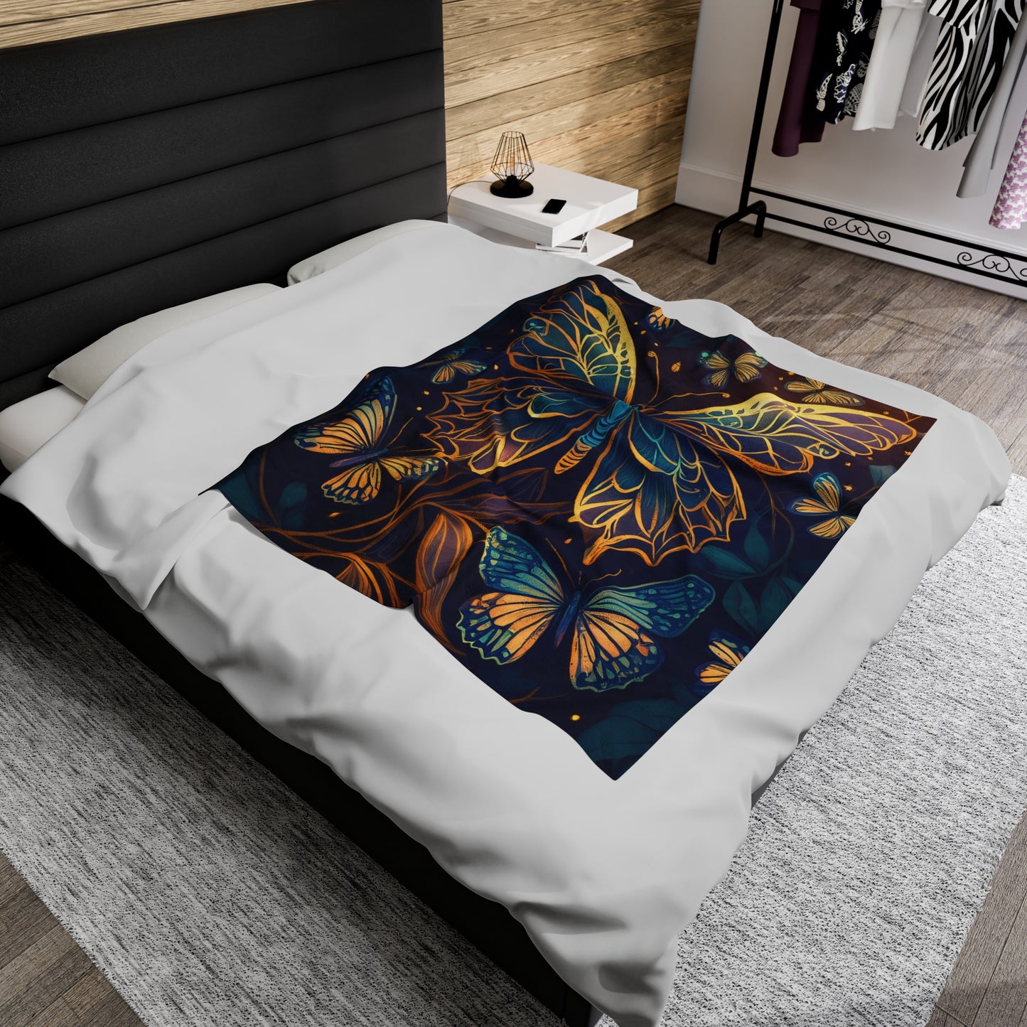 Butterflies With Hues | Velveteen Plush Blanket