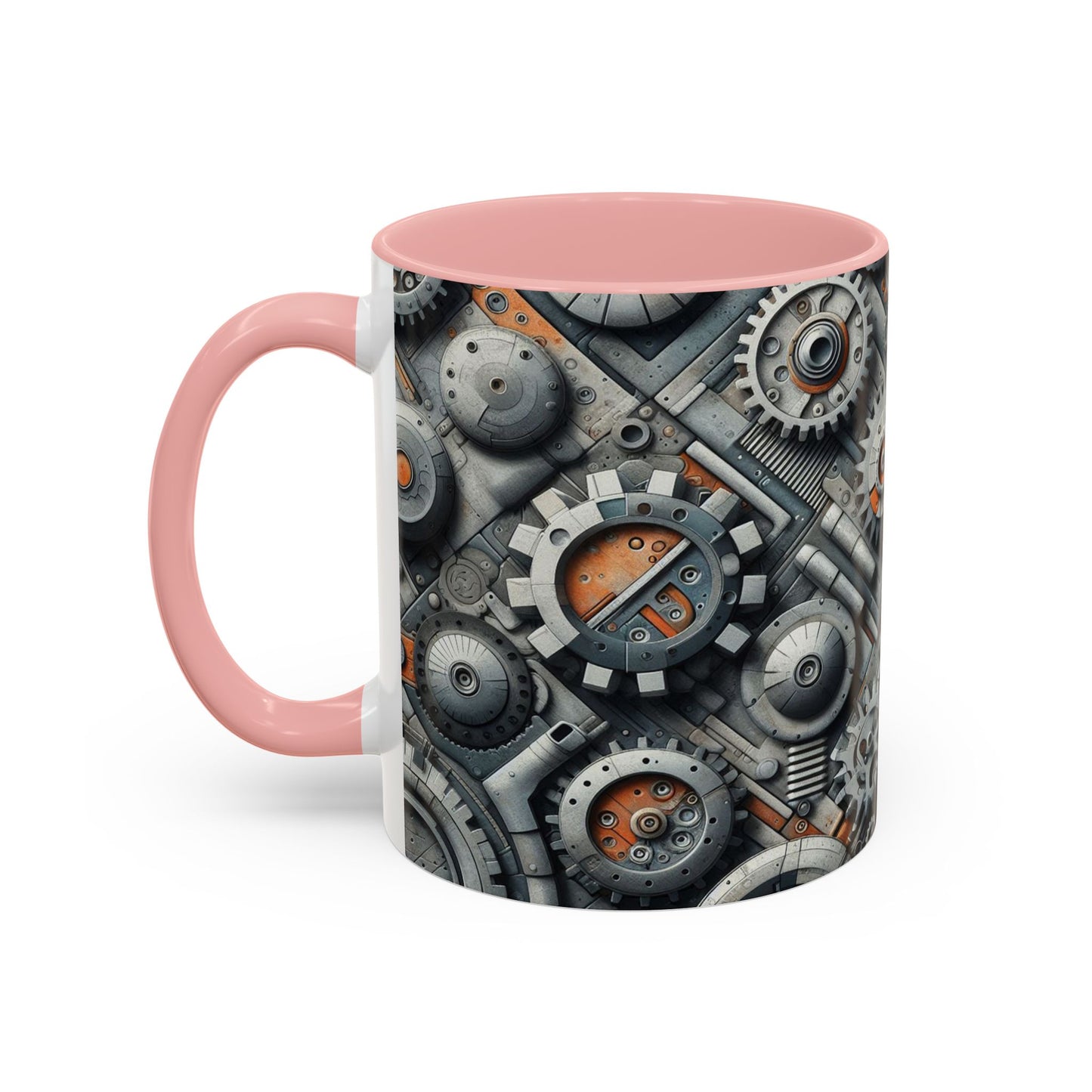 Engranajes, ruedas dentadas y tuberías en 3D | Taza de café con detalles (11 oz)