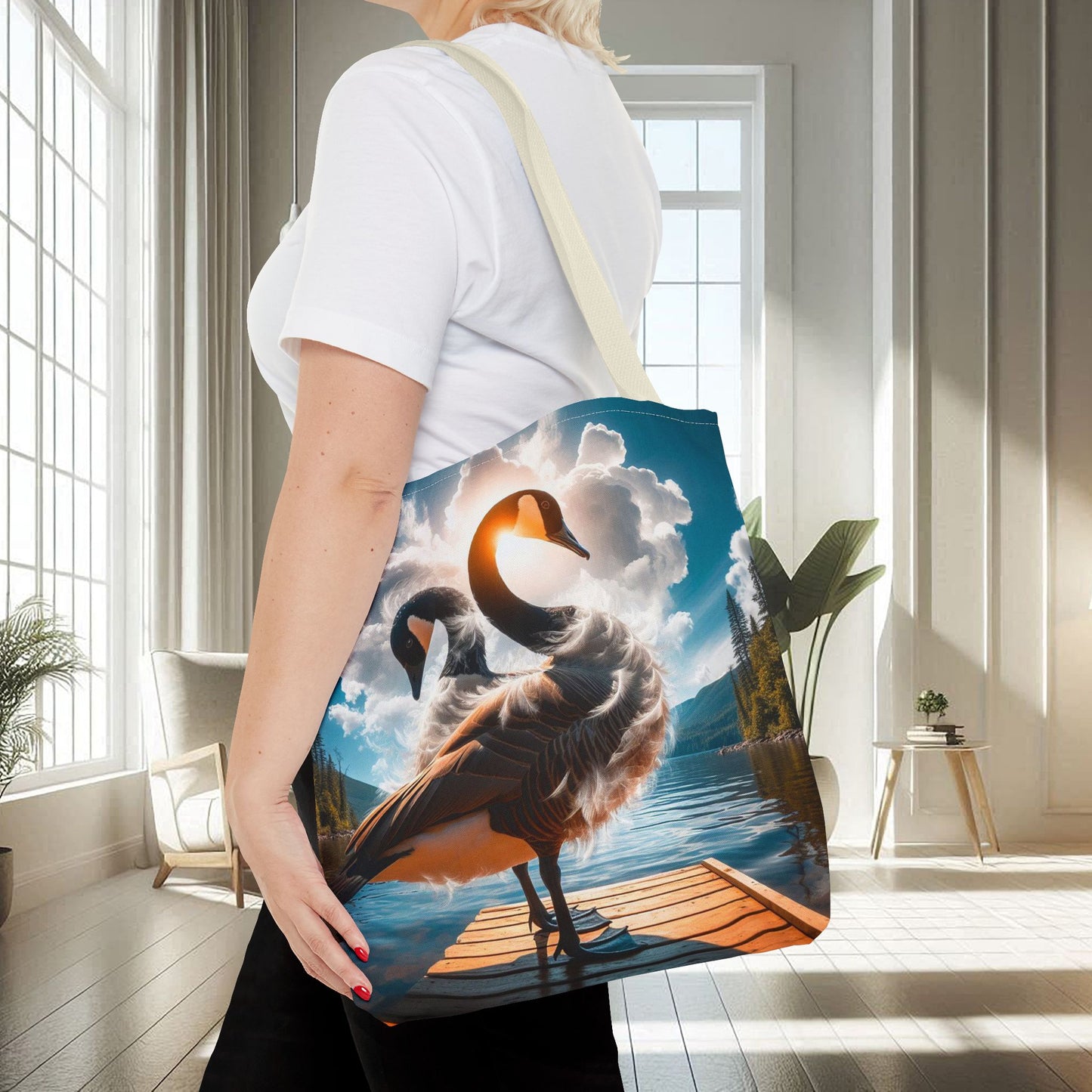 Canadian Geese On A Pier | Tote Bag