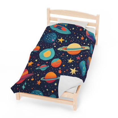 Planets And Galaxies | Kid's Velveteen Plush Blanket