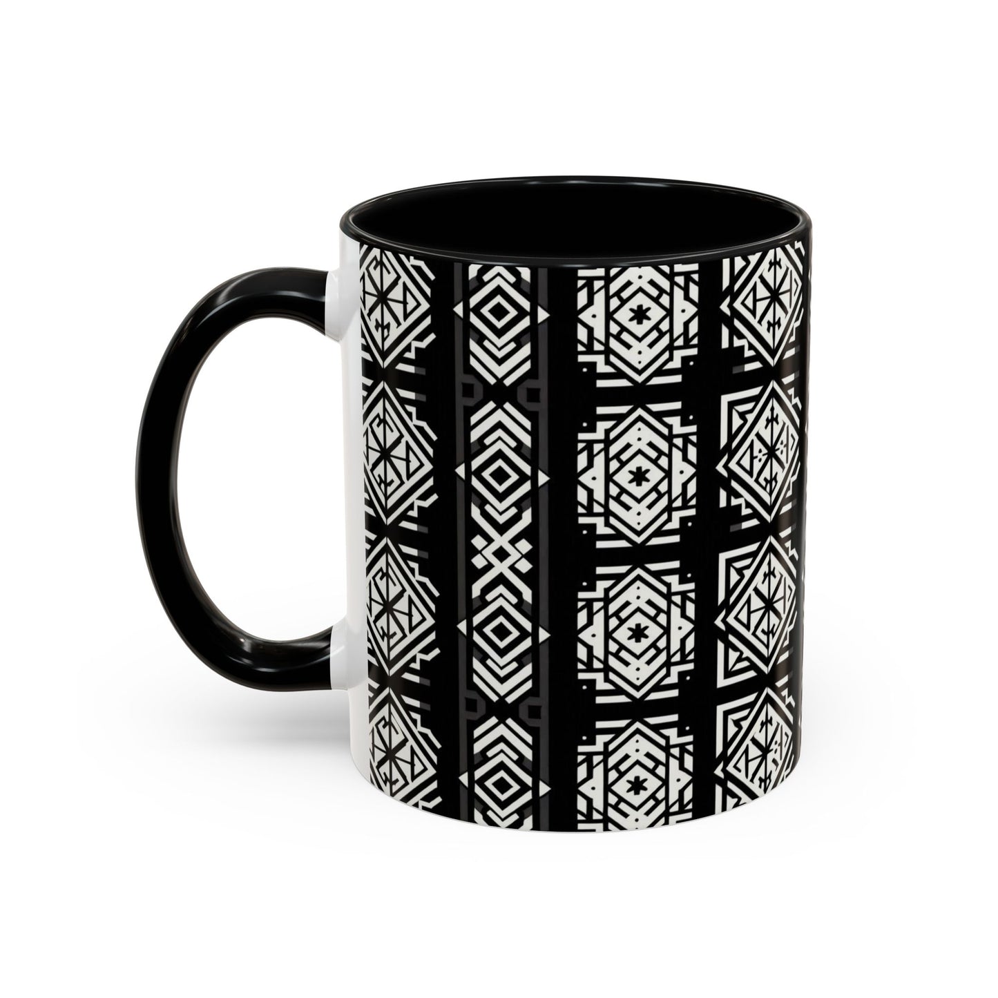 Black, White Geometric Pattern | Accent Coffee Mug (11oz)