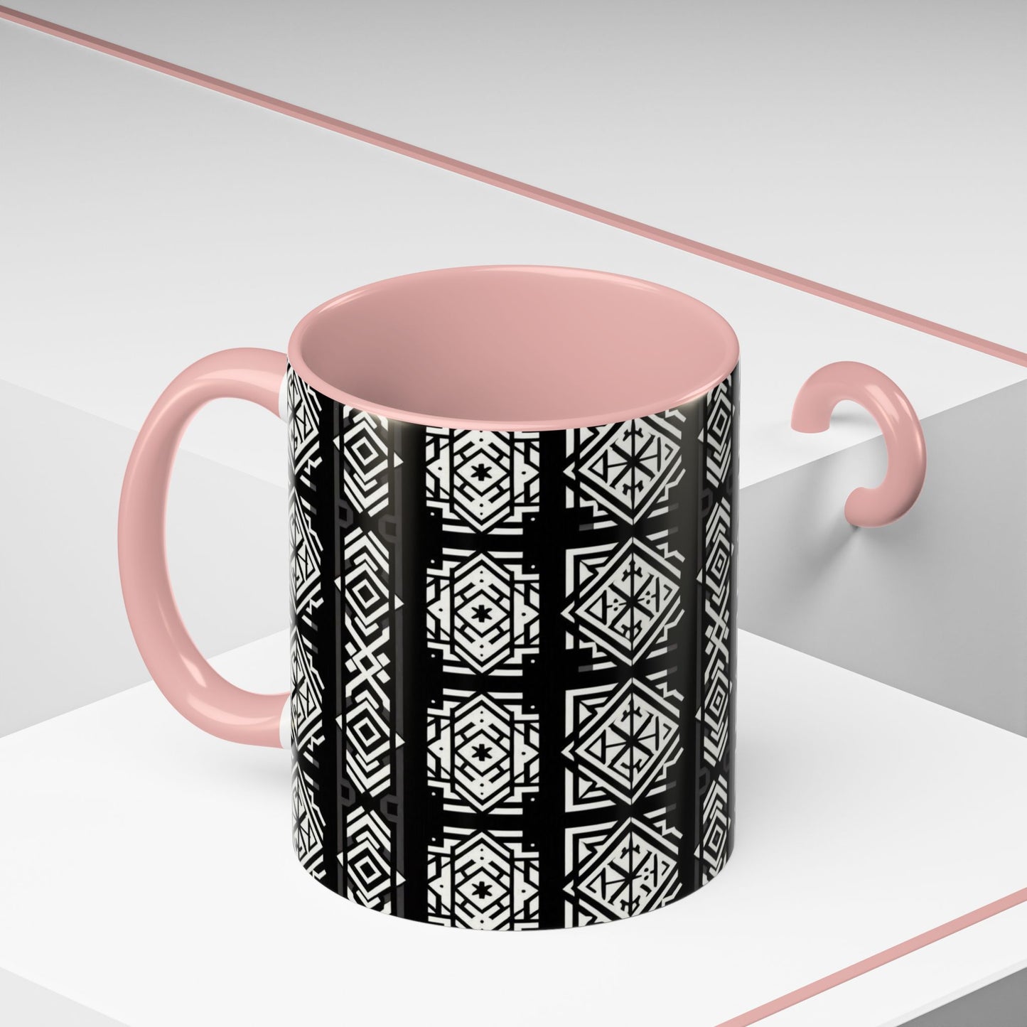 Black, White Geometric Pattern | Accent Coffee Mug (11oz)