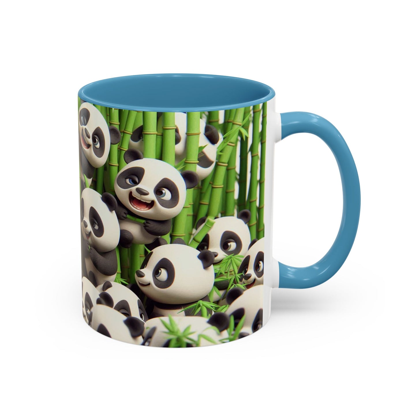 Pandas ludiques avec du bambou | Tasse à café Accent (11 oz)