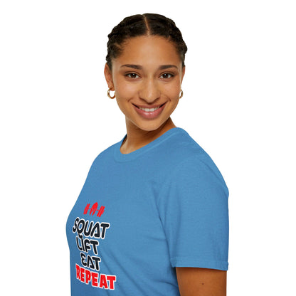 Squat Lift Eat Repeat | T-shirt doux unisexe