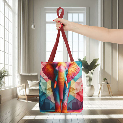 Multicolored Polyfaceted Elephant | Tote Bag