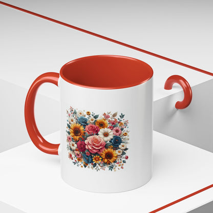 Fleurs multicolores | Tasse à café Accent (11, 15 oz)