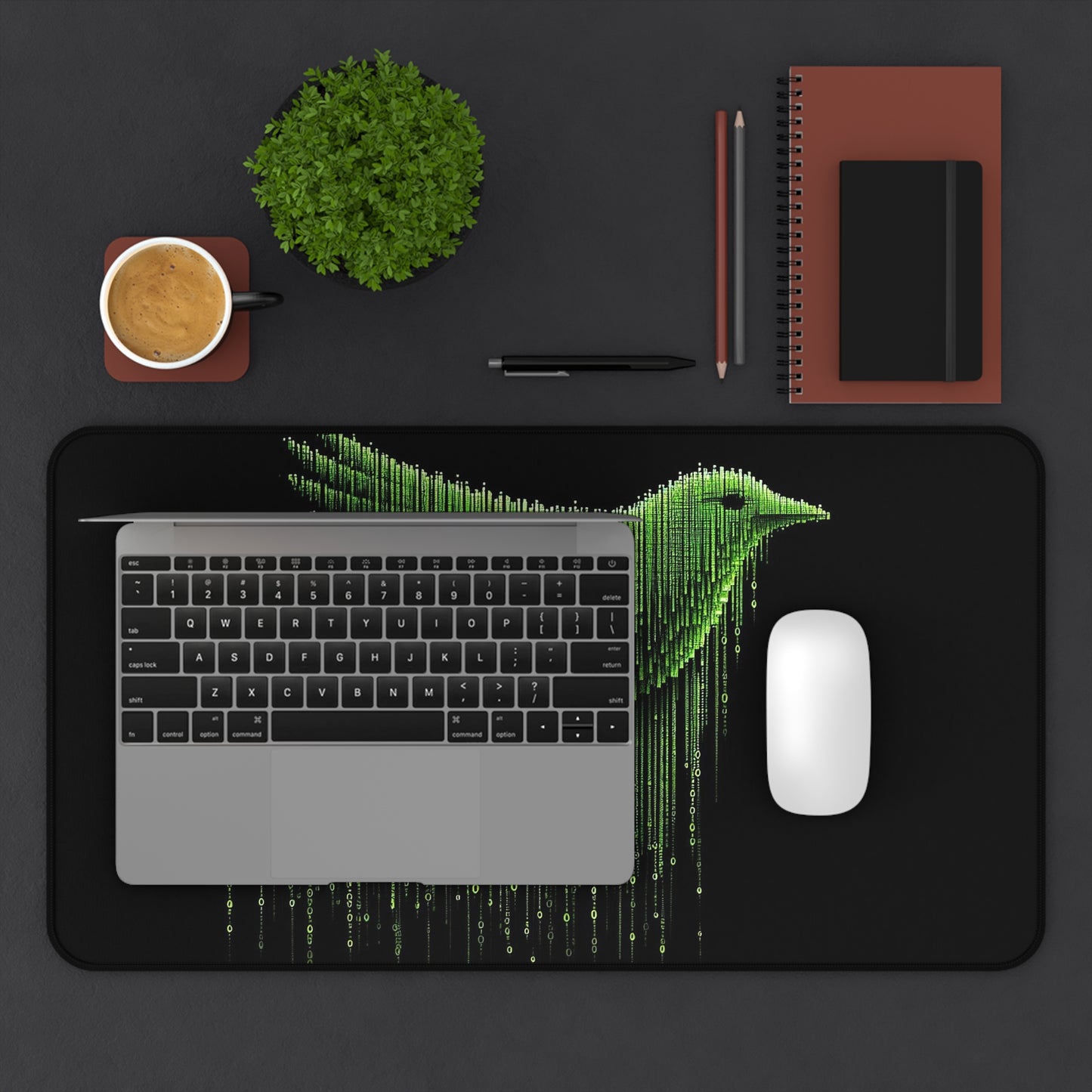 Digital Rain Bird | Desk Mat