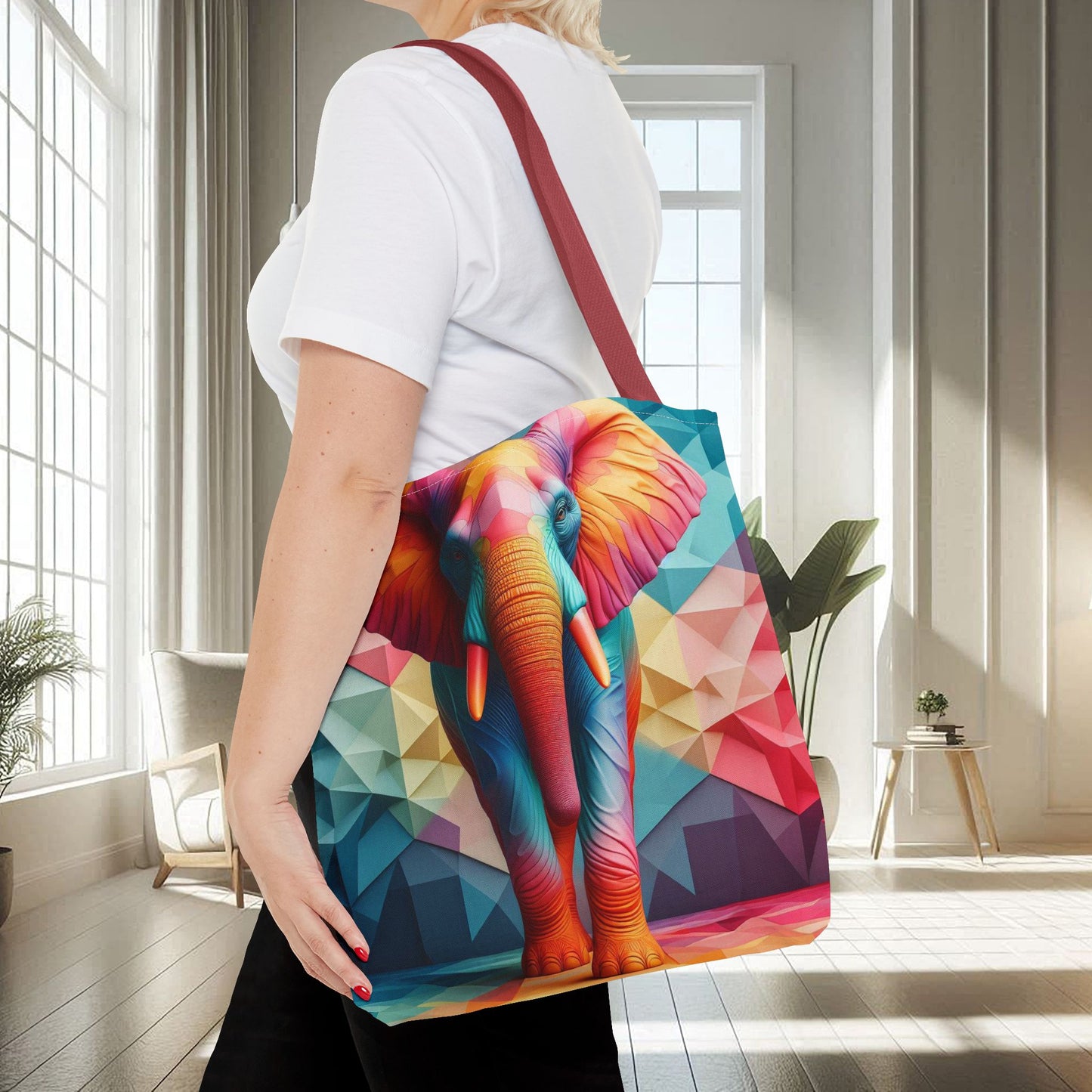 Multicolored Polyfaceted Elephant | Tote Bag