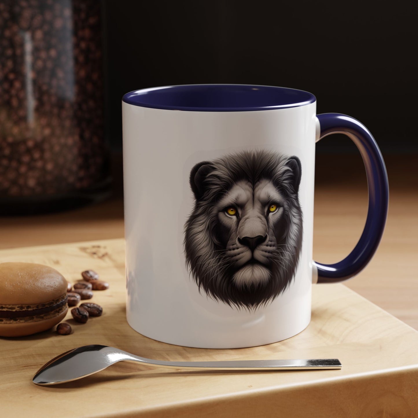 Lion Face with Golden Eyes | Accent Coffee Mug (11, 15oz)