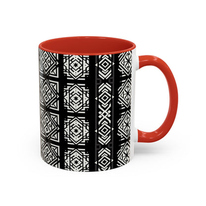 Black, White Geometric Pattern | Accent Coffee Mug (11oz)