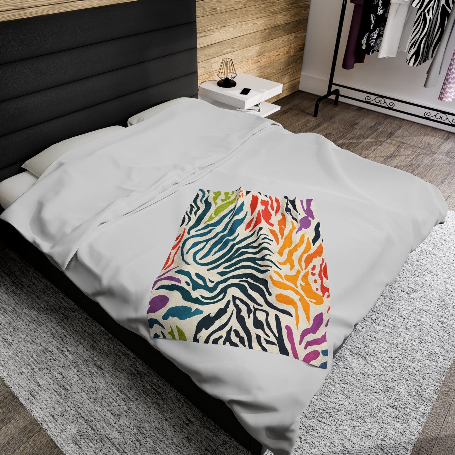 Colored Zebra Pattern | Velveteen Plush Blanket