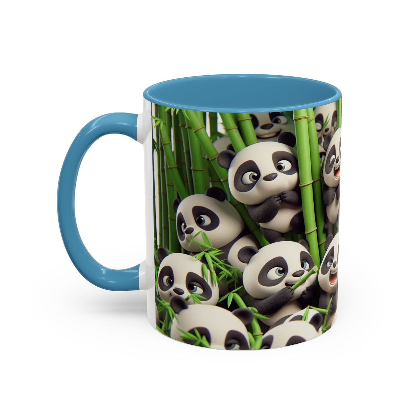 Pandas ludiques avec du bambou | Tasse à café Accent (11 oz)