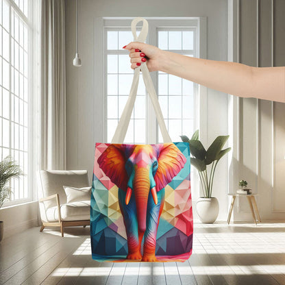 Multicolored Polyfaceted Elephant | Tote Bag