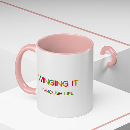 Winging it Through Life | Accent Coffee Mug (11, 15oz)