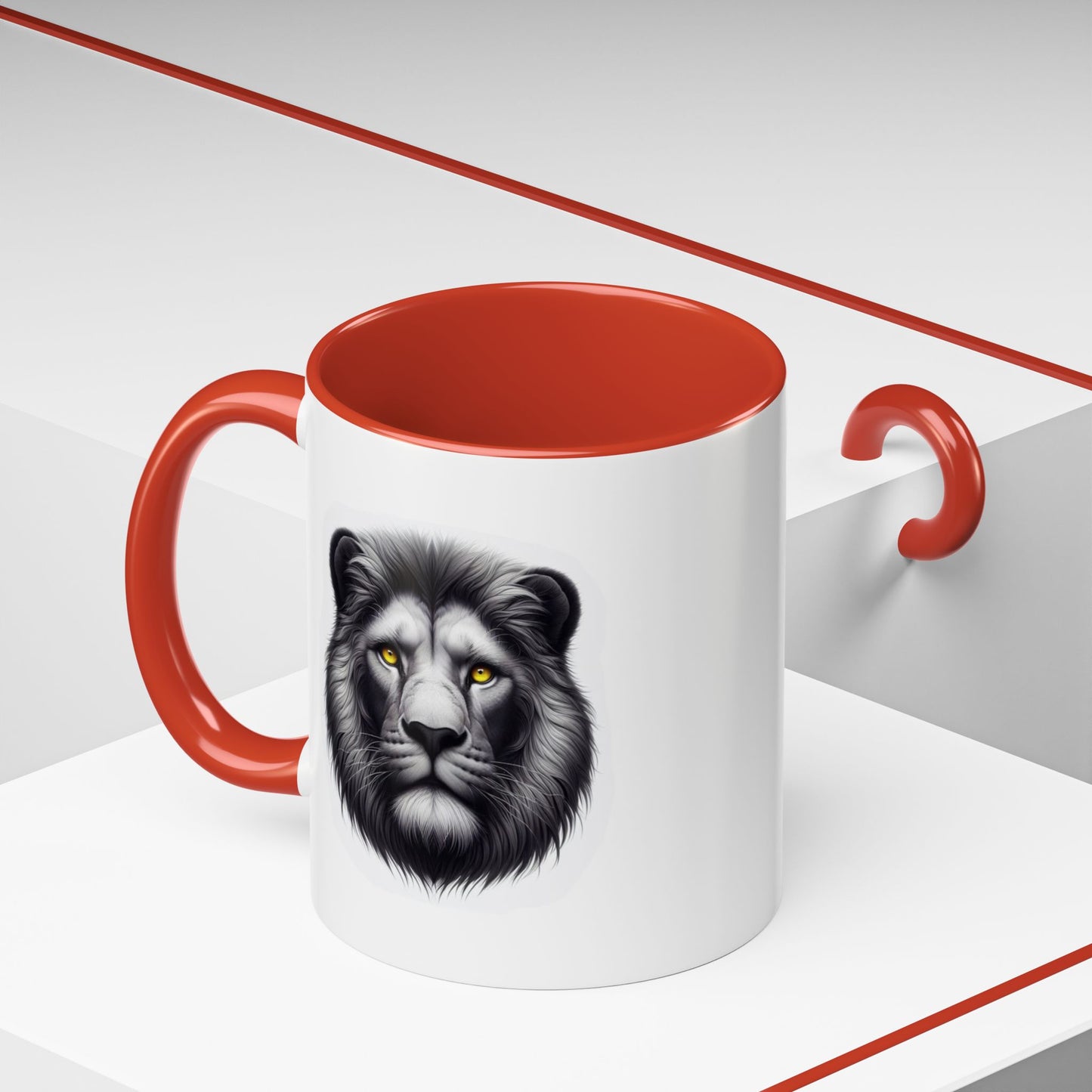 Lion Face with Golden Eyes | Accent Coffee Mug (11, 15oz)