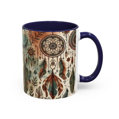 Dreamcatchers, Feathers, and Crescent Moon | Accent Coffee Mug (11oz)