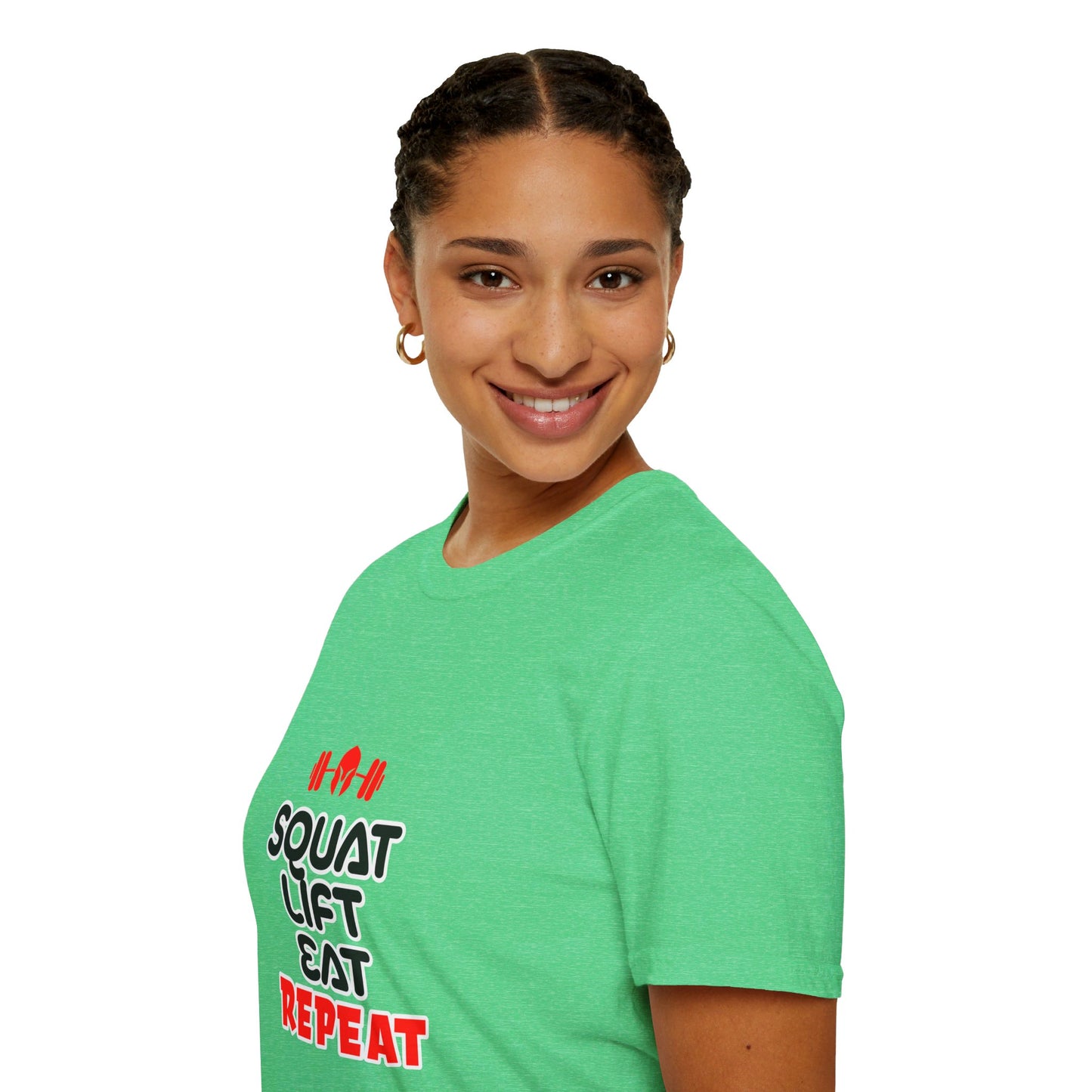 Squat Lift Eat Repeat | T-shirt doux unisexe