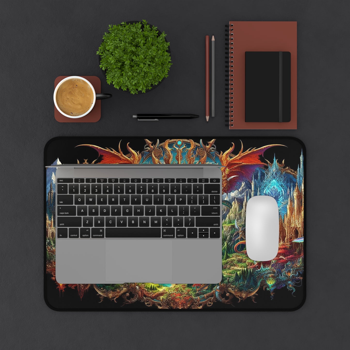 Fantasy Land with Magical Creatures | Desk Mat