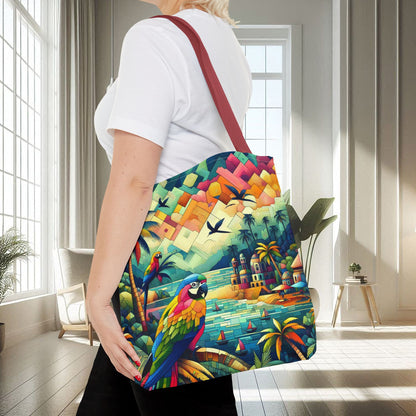 Parrots Overlooking A City | Tote Bag