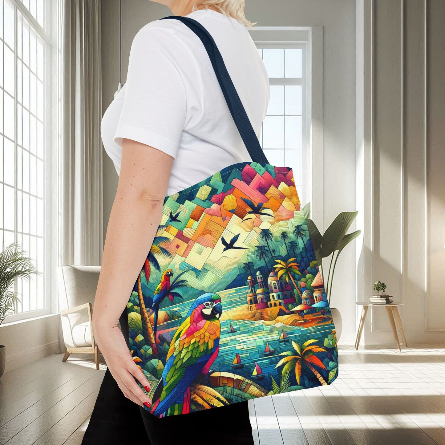 Parrots Overlooking A City | Tote Bag