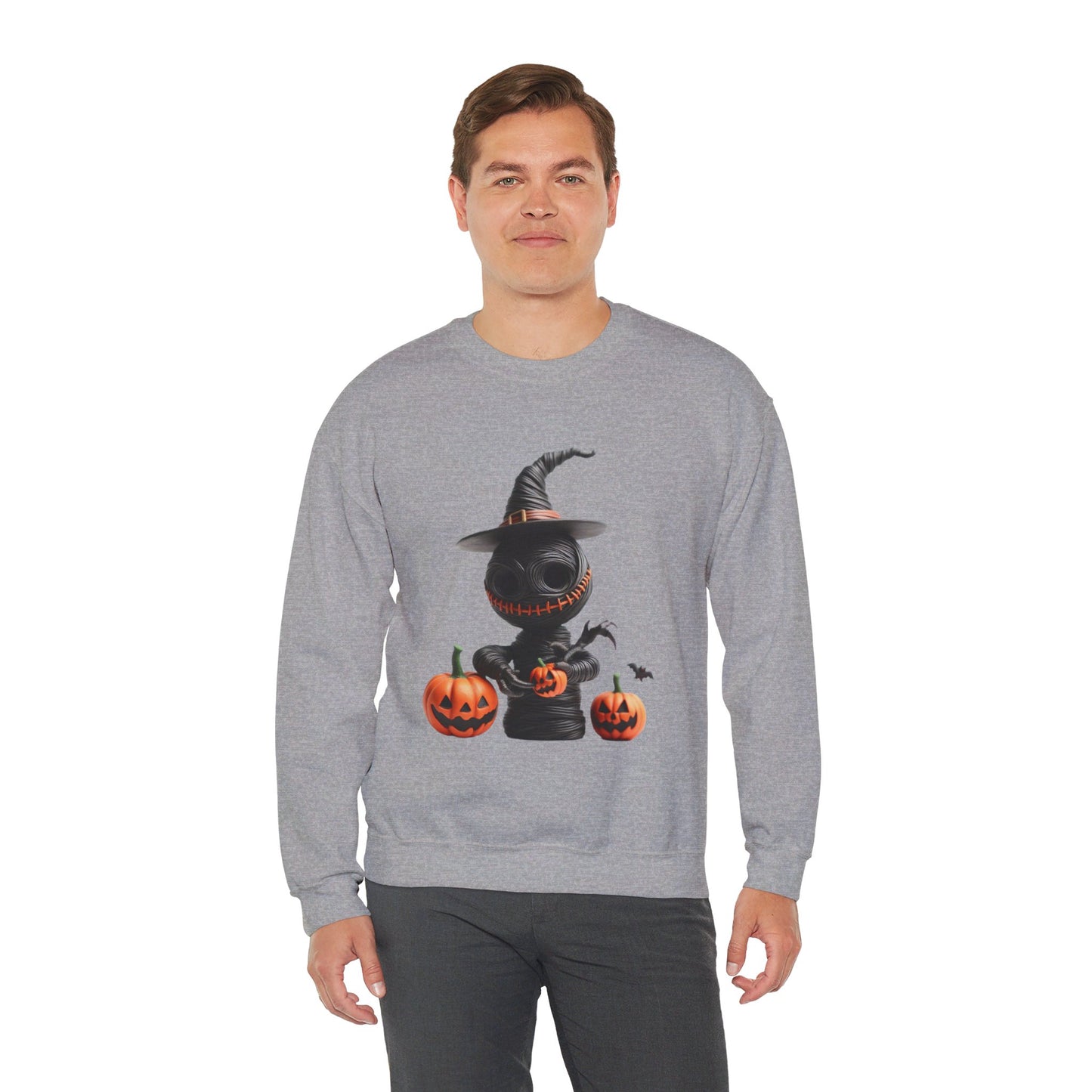 Sudadera unisex de cuello redondo de mezcla pesada Scary Witch Doll