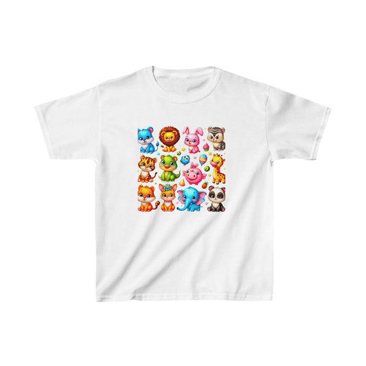 Animales animados | Camiseta de algodón pesado para niños