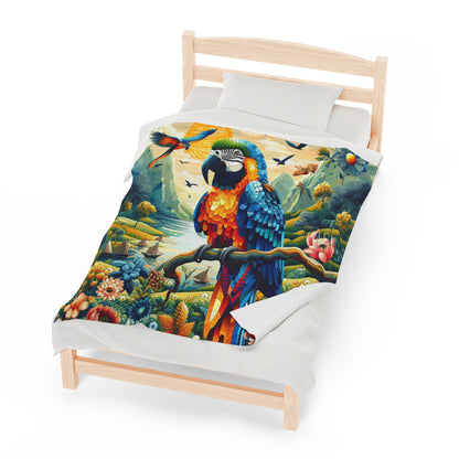 Polyfaceted Parrot | Kid's Velveteen Plush Blanket